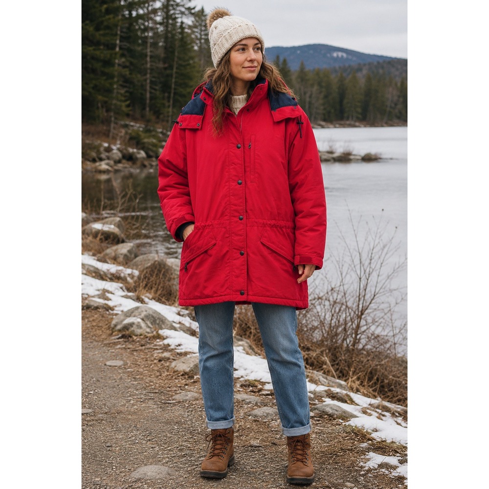 LL Bean Penobscot Parka Red Vintage Made in USA Thinsulate Jacket Womens M